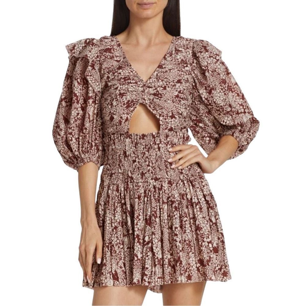 SEA Priya Printed Puff Sleeve Organic Cotton Romper NWT Size 0